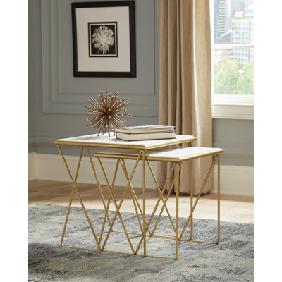 Tioga 2-Piece Marble Top Nesting Table Set by Mercer41
