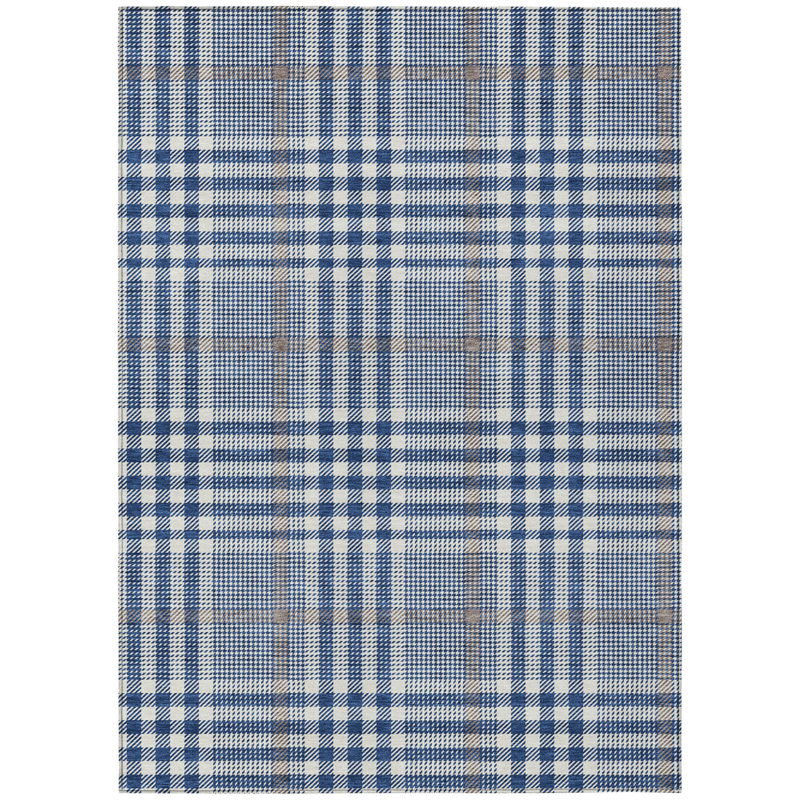 Tapis intérieur / extérieur lavable écossais bleu marine 10 pi x 14 pi HomeRoots