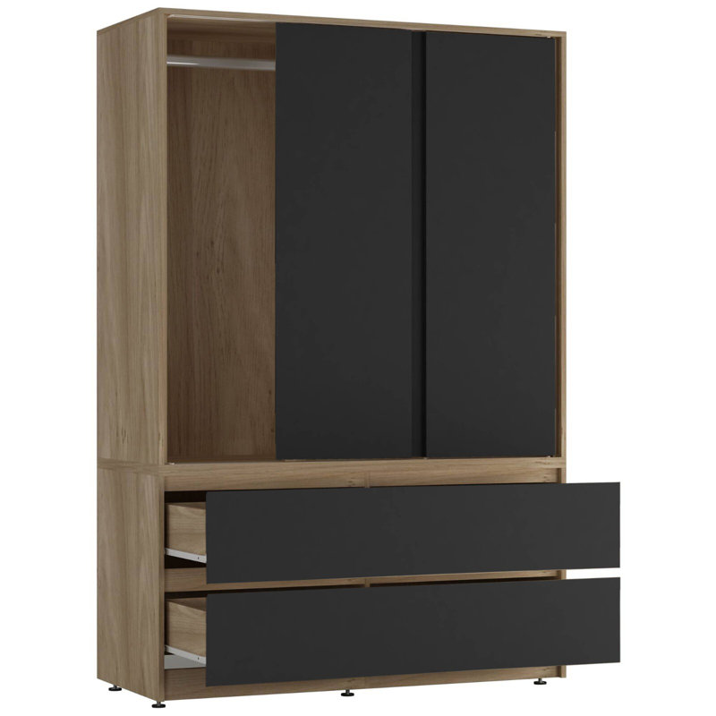 Manufactured Wood Wardrobe, Oak/Black