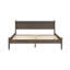 Très grand lit plateforme très grand de style Mid-Century gris, conception d'aspect lisse, pieds ronds fuselés, ensemble de lattes, construction, concept de conception moderne sans sommier, requis