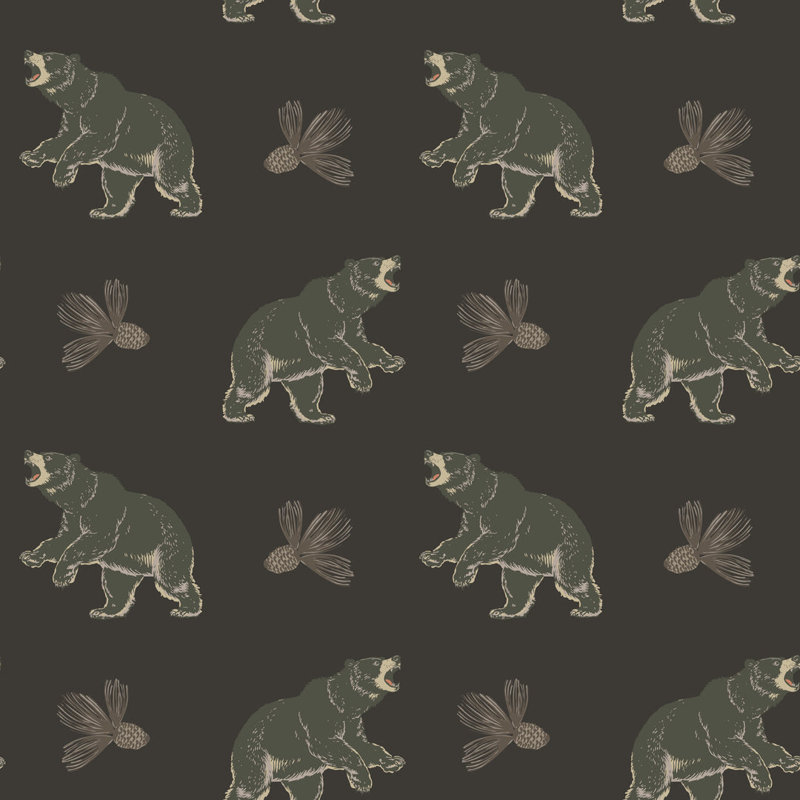 Roaming Black Bear - Wallpaper, Dark Mocha, Premium Paper