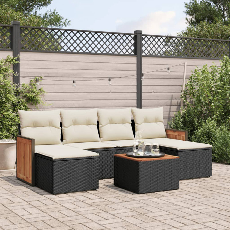 Ensemble de canapé de jardin Vidaxl noir, blanc crème