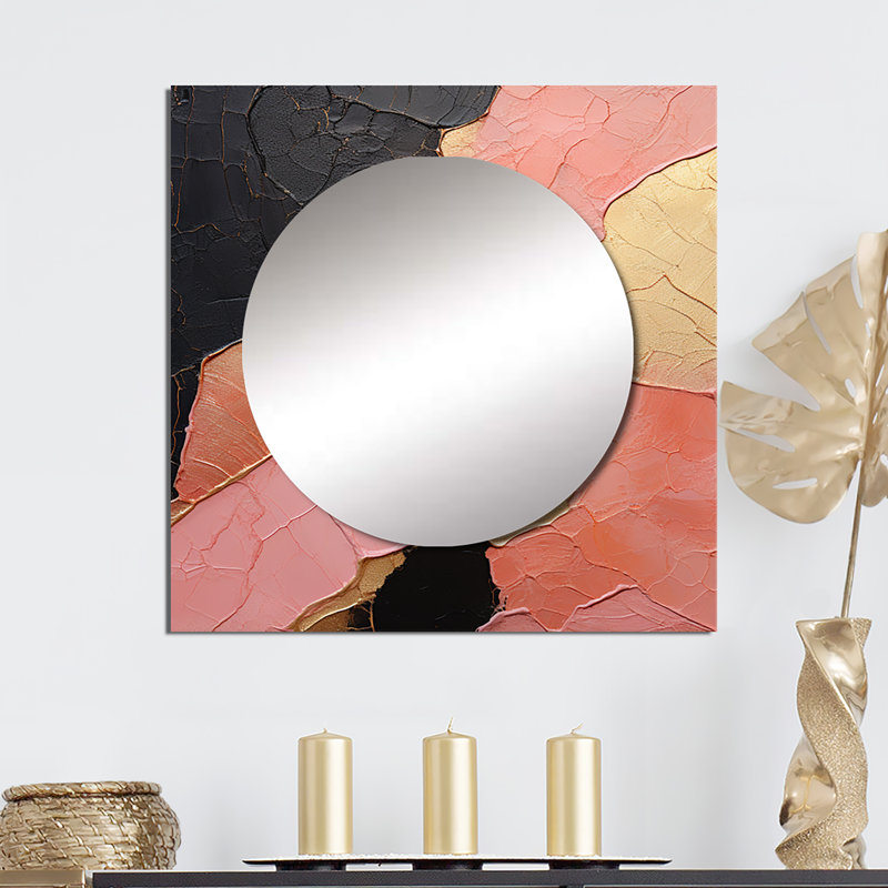 Miroir carré Elik - Minimalisme rose Poteries I, 23 po x 23 po