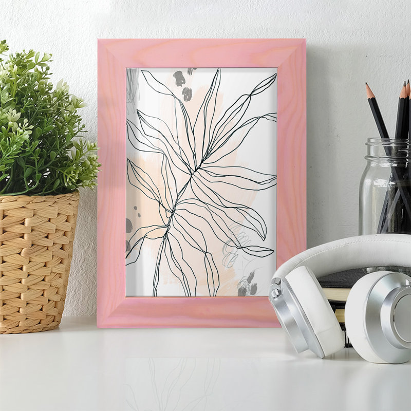 Palm, croquis I encadré sur papier, H 6 po x l 4 po x P 1 po, Rose