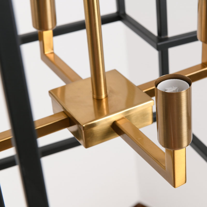 Nali 4 - Light Dimmable Square / Rectangle Chandelier, Black/Golden