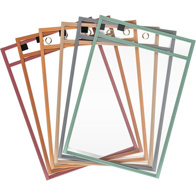 Scribbledo Boho Color Dry Erase Pockets, 6 Pack Reusable Dry Erase Sleeves With Marker 