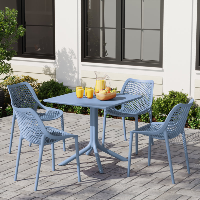 Ensemble repas carré pour 4 personnes, Bleu