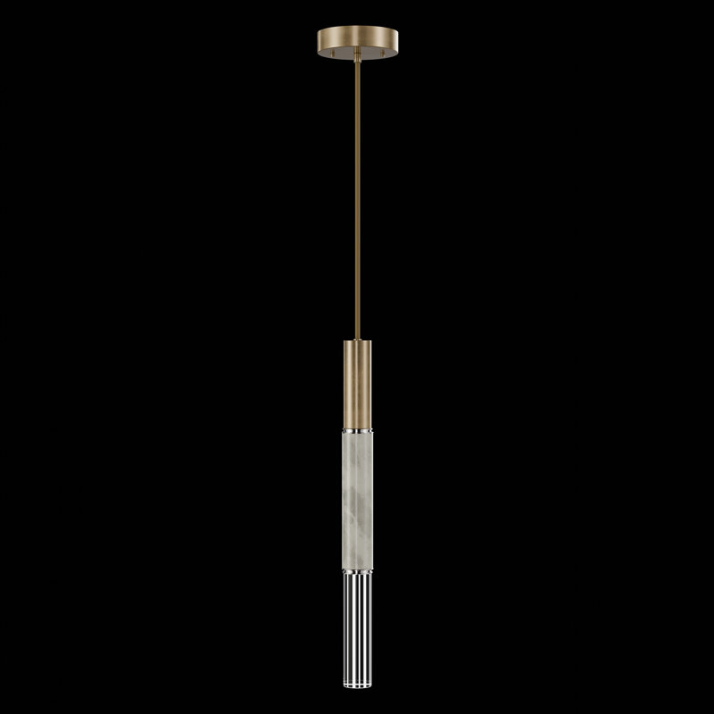 Luminaire suspendu rond l 6,5 po Antonia, Feuille d'or standard / nickel