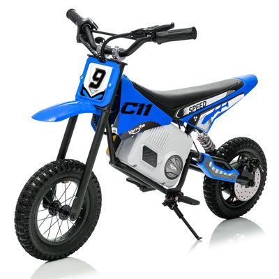 Kerry Yoo C11 24V Electric Dirt Bike, Motorcycle for Kids 6+ - Blue