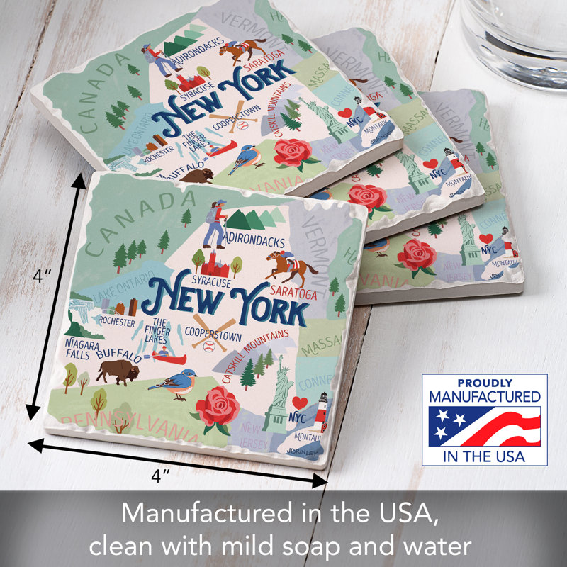 Thirstystone New York 4 Piece Tumbled Tile Coaster Set