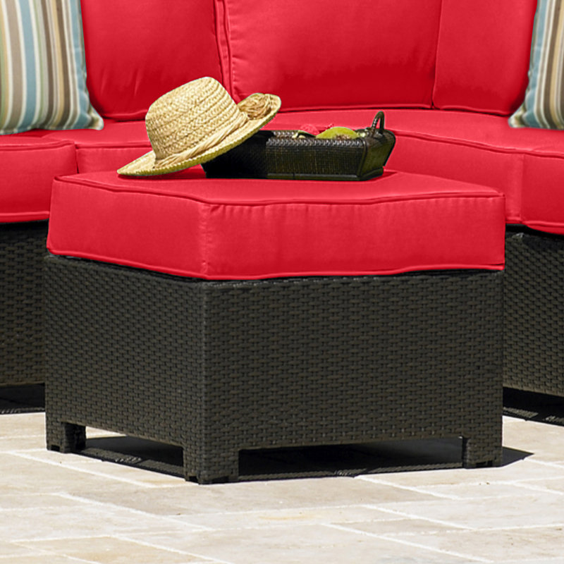 Sunbrella® Outdoor Ottoman Cushion, Canvas Jockey Red Sunbrella® Canvas