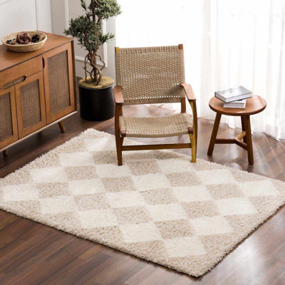 Axlan Contemporary Diiamond Geometric Beige Area Rug