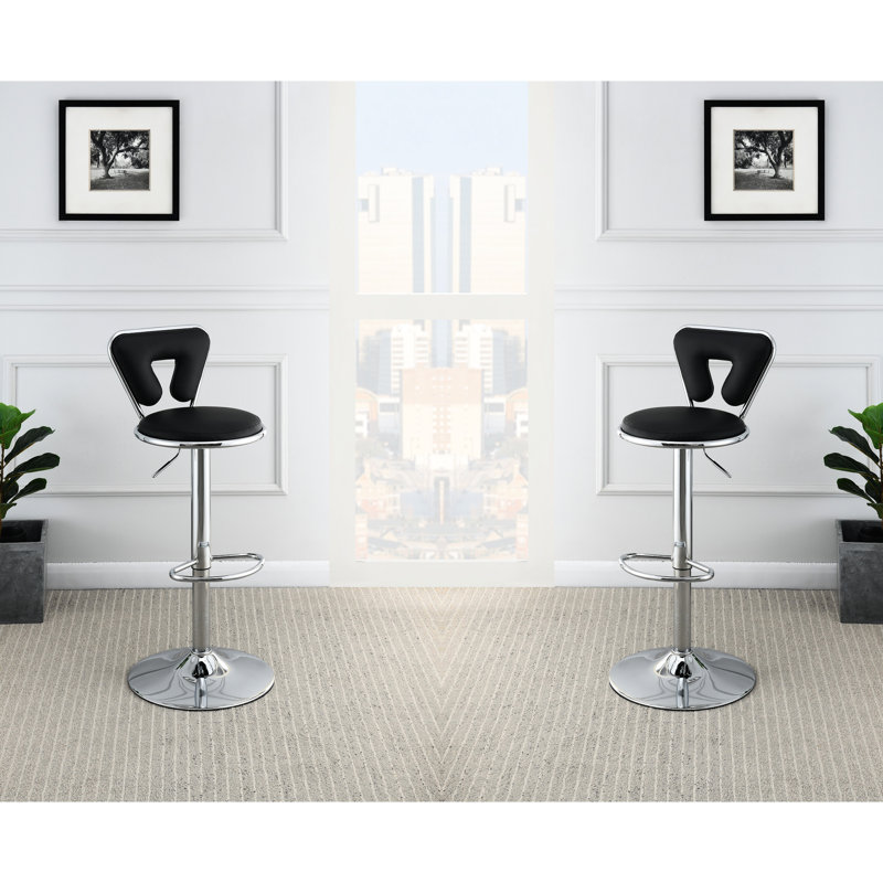 2 x tabouret de bar réglable moderne - siège en similicuir noir avec base (2 unités)
