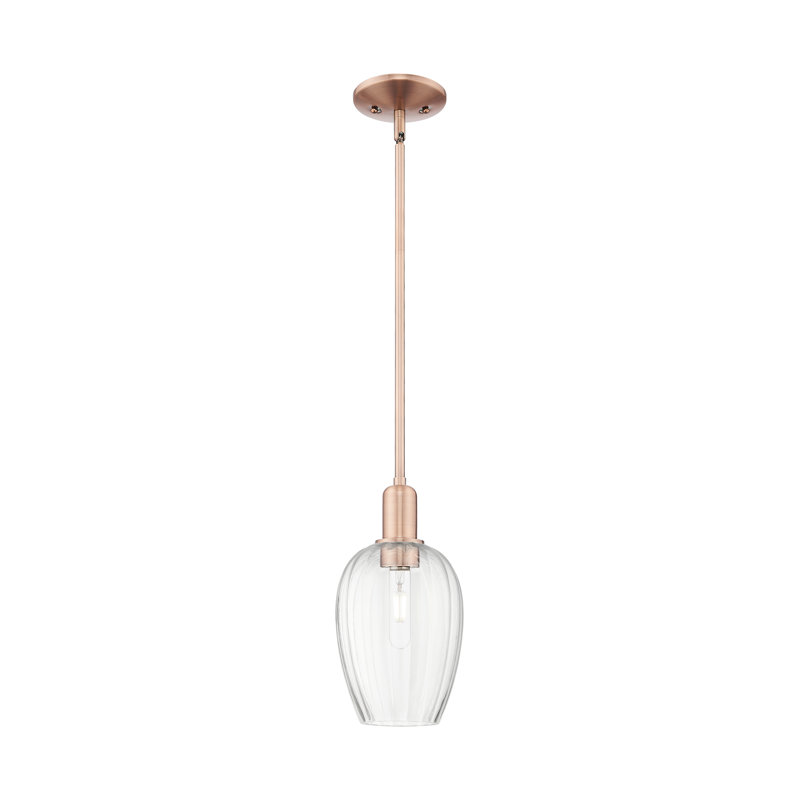 Downtown Urban - Preston - Mini-luminaire suspendu avec tige en forme de flûte 6 "1 lumière - Preston, Clair, Cuivre antique
