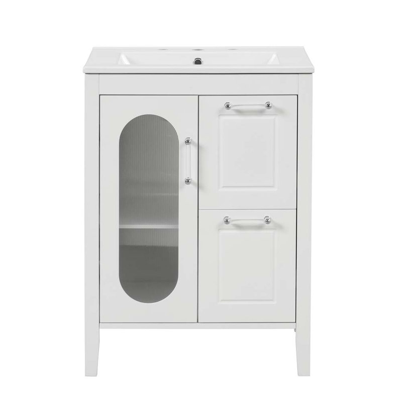 24 Single Bathroom Vanity with Sink in White