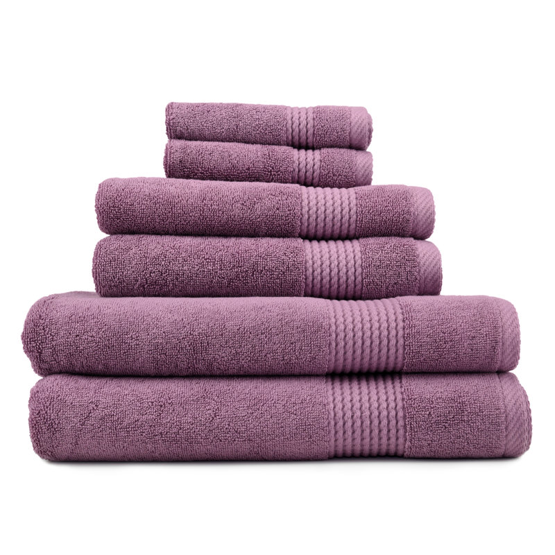 Adlena 6 Piece Turkish Cotton Towel Set, Damson