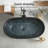 69" Freestanding Bathtub, Solid Surface Soaking Tub With Black Marble-look Finish
