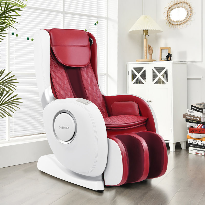 Fauteuil de massage inclinable électrique en similicuir, Simili cuir rouge