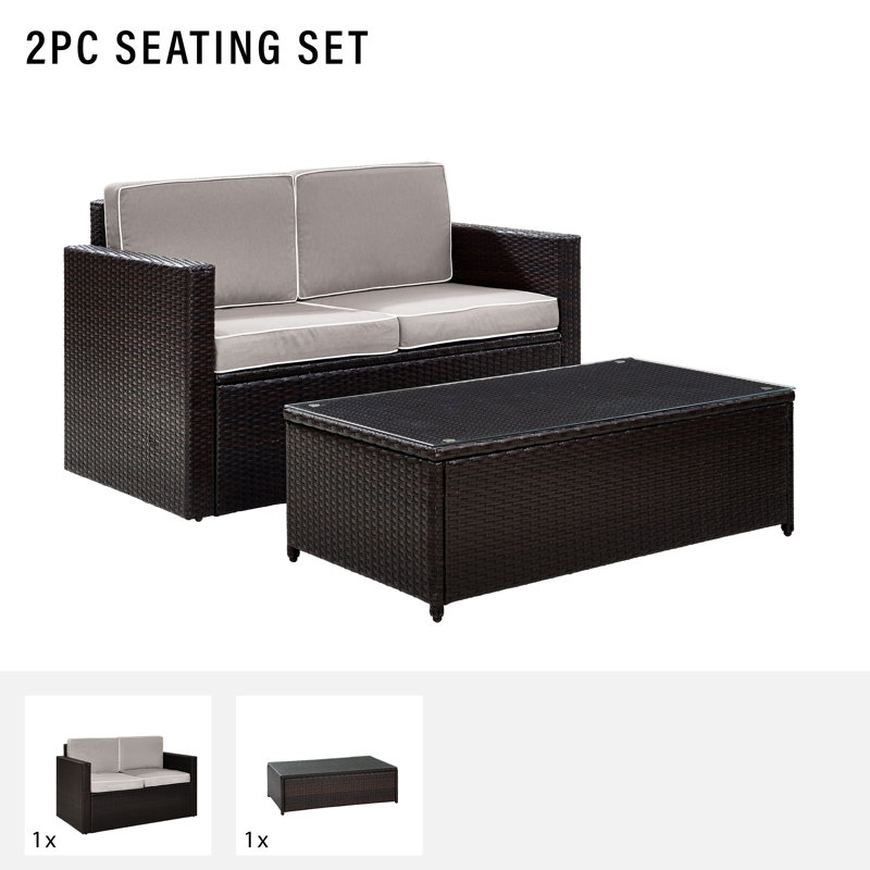 Arbedella 2 - Person Patio Conversation Set, Grey