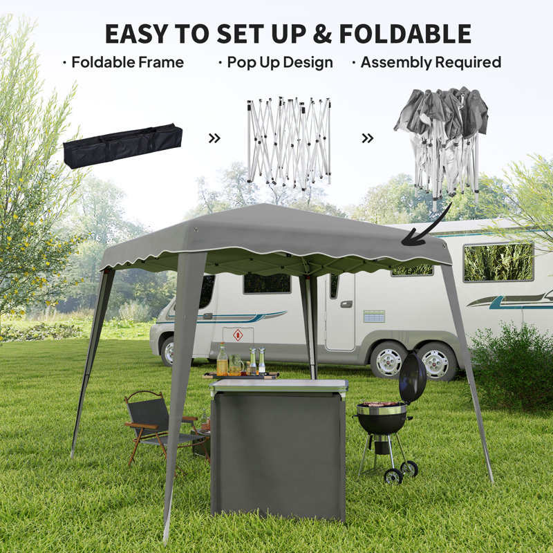 Tente d'extérieur pliable avec auvent 8 'x 8' avec sac, gris, Gris