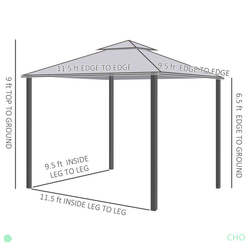Patio Gazebo, Outdoor Canopy Shelter With 2-Tier Roof And Netting, Steel Frame For Garden, Lawn, Backyard, And Deck