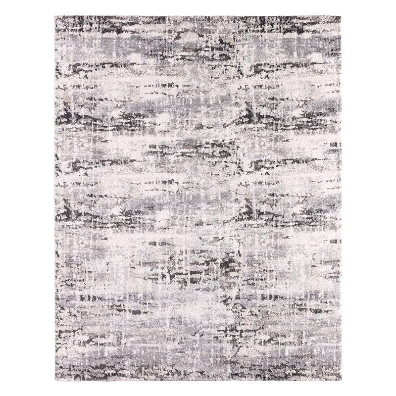 Gerwar Abstract Gray/Tan Indoor Rug, Rectangle 8' x 10'