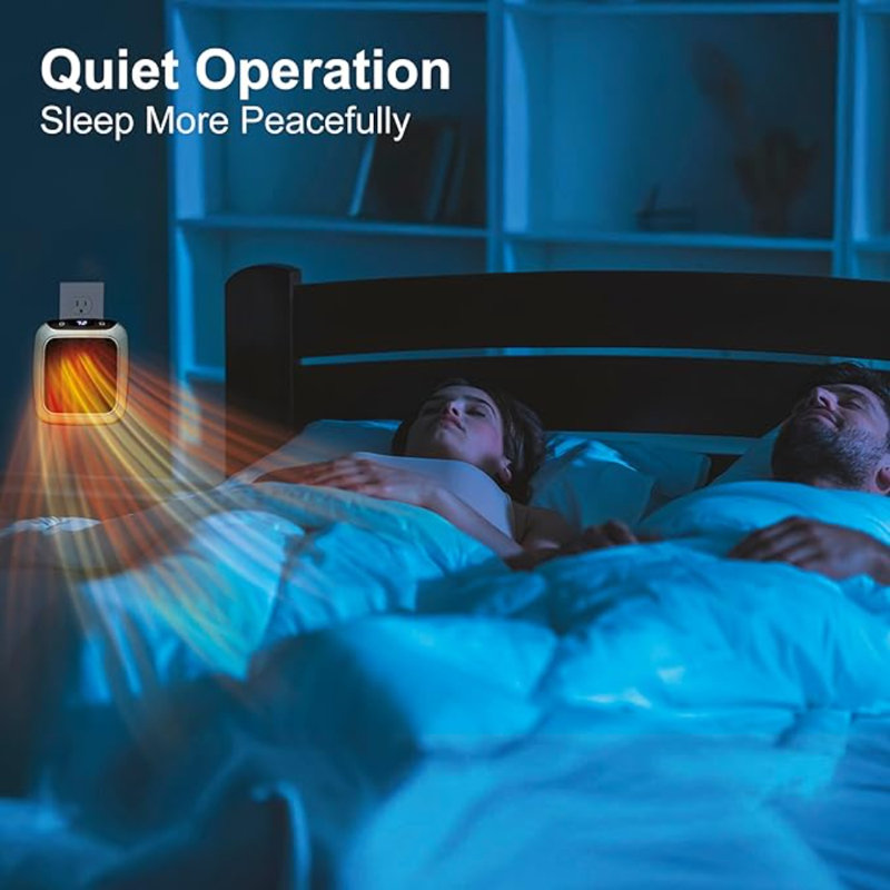 Ontel Handy Heater Turbo Heat 800W Wall Outlet Small Space Heater With Adjustable Thermostat, Programmable 12-Hour Timer, Auto Shut Off - Quiet  Space-Saving Ceramic Mini Heater (Packaging May Vary)
