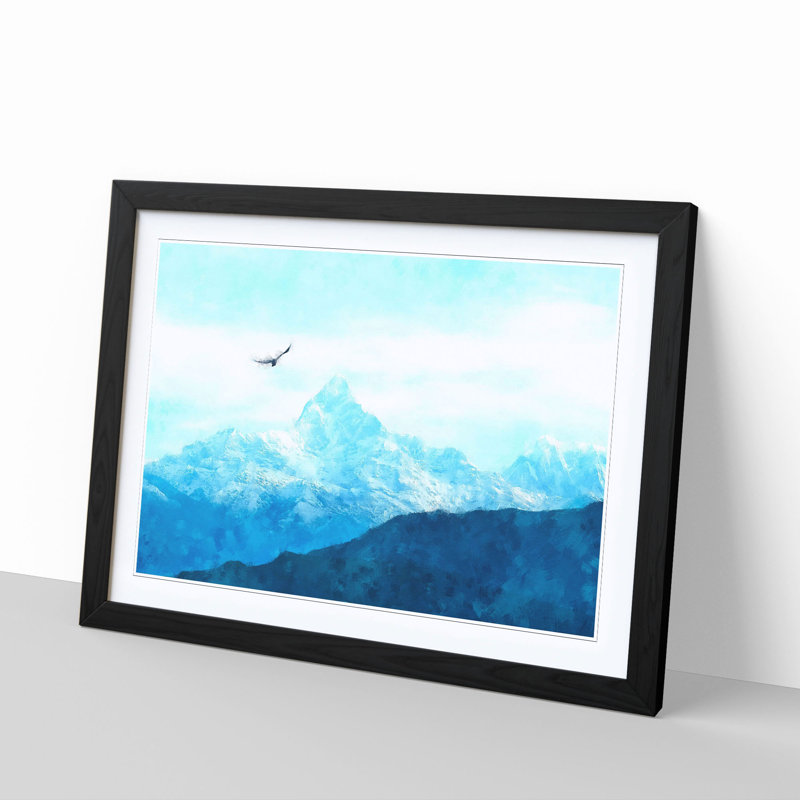 Eagle Flying by Mountain In Nepal - Picture Frame Graphic Art Print, 24cm H x 33cm W x 2cm D, Black Framed
