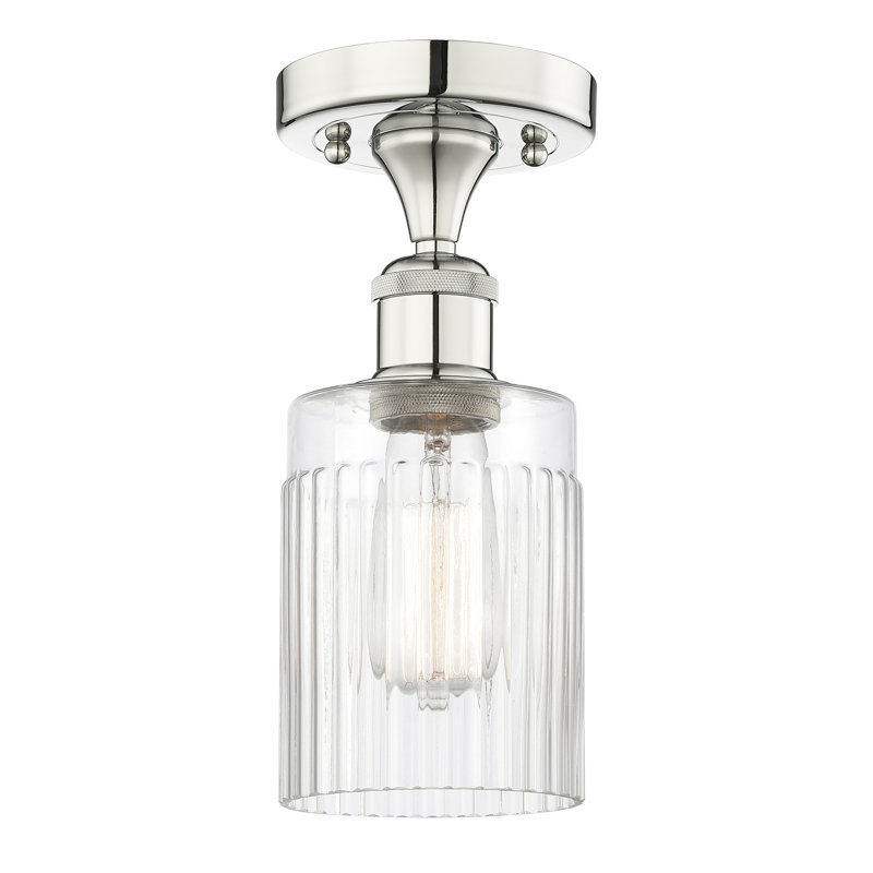 Plafonnier semi-encastré en verre Kamena, Transparent, H 9,13 po x l 4,5 po x P 4,5 po, Nickel poli