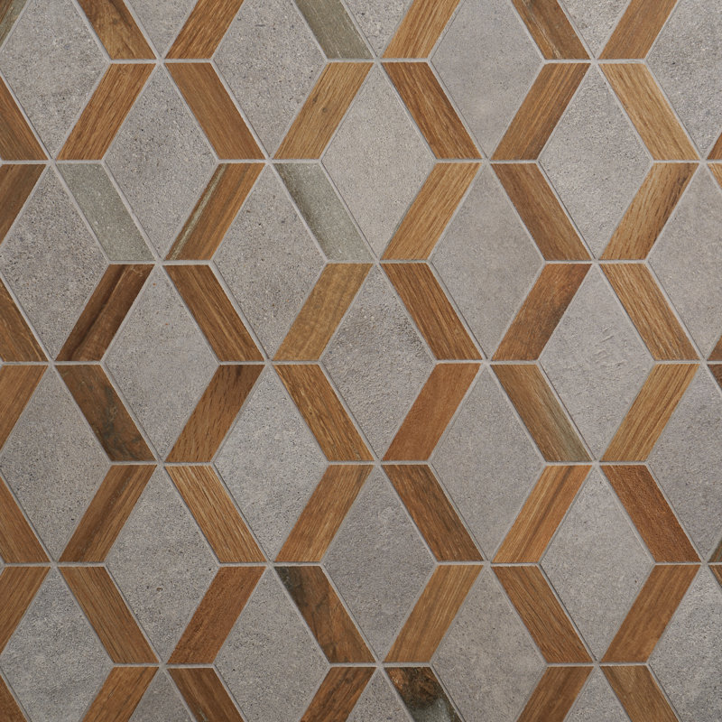 Carreau de mosaïque en porcelaine 9,44 po x 11,81 po Everlast, Brun foncé