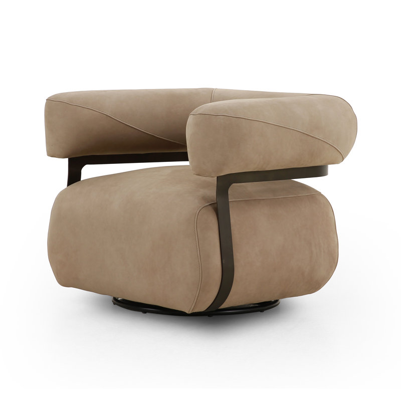 Gareth Swivel Barrel Chair, Nubuck Silver