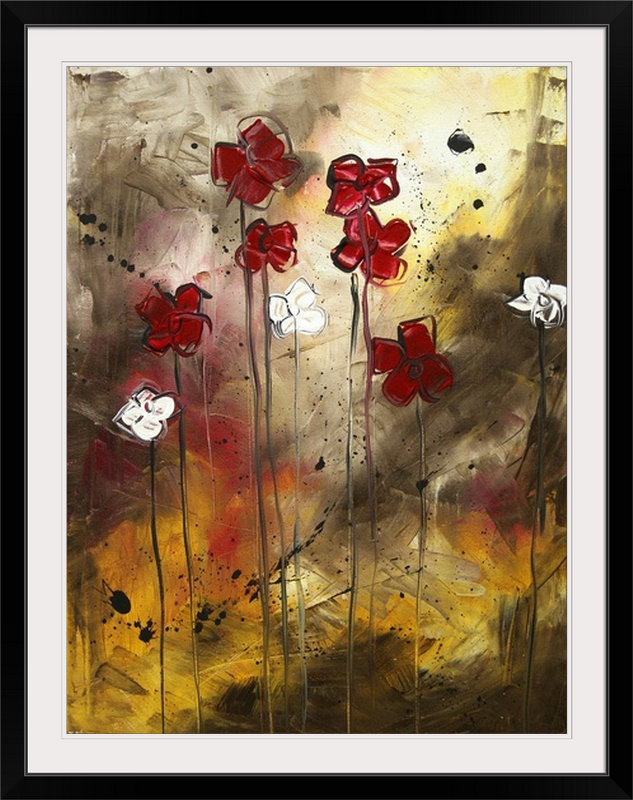 « floral disposition » par megan duncanson, reproduction d’art, l 44 po x P 35 po x H 1 po, Cadre noir