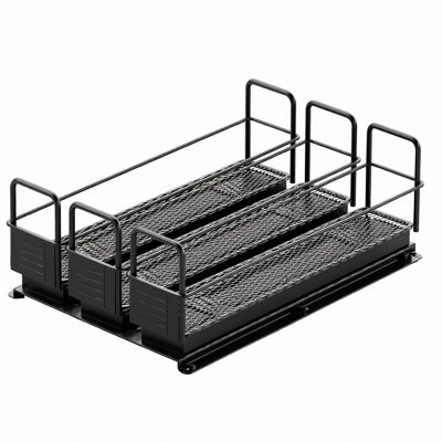 Étagère à épices à 1 niveau pour armoire, organisateur d'assaisonnements coulissant robuste avec étiquettes, 3 tiroirs