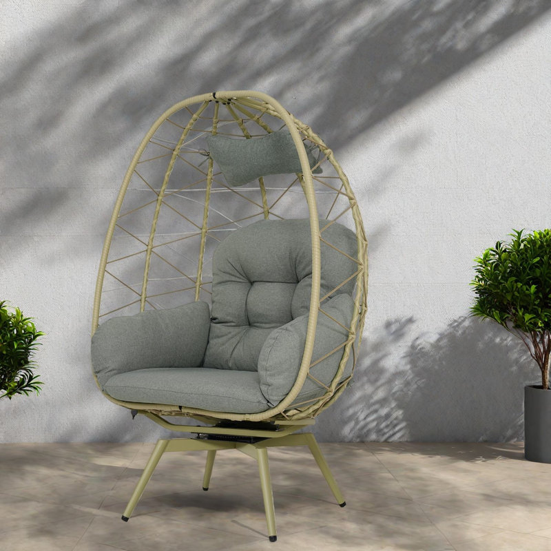 Chaises longues pivotantes de patio, chaise en rotin moderne en acier pour la maison