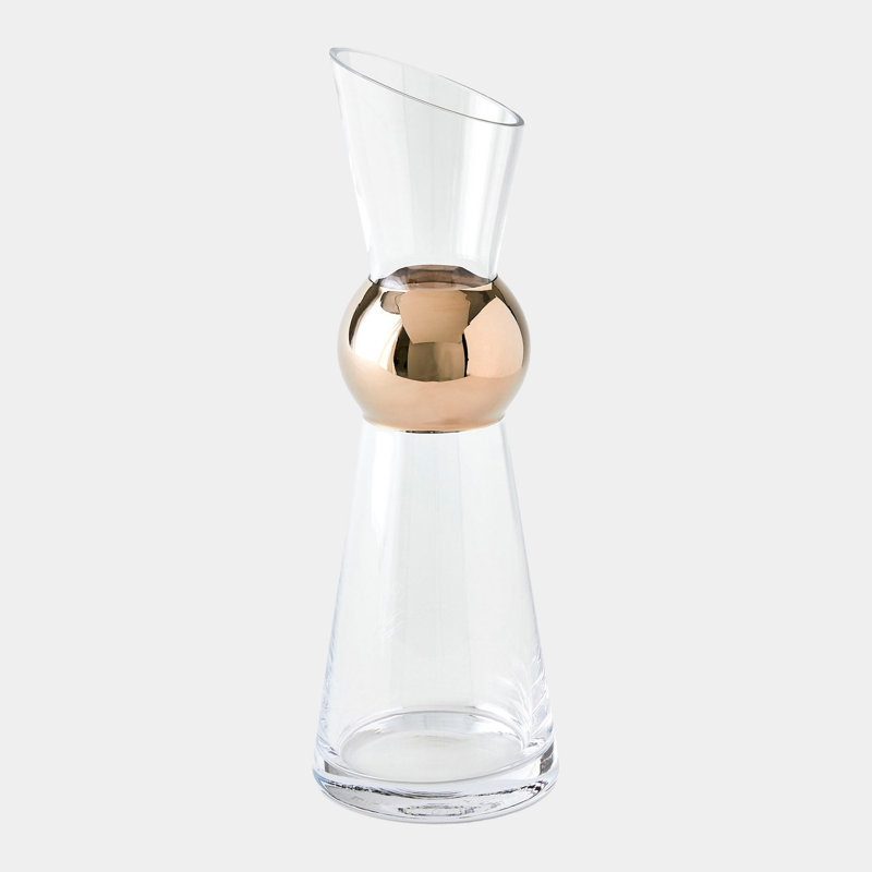 Metallic Orb Glass Carafe, 28 Ounces, Platinum