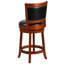 Tabouret de bar haut en bois avec dossier à panneau ouvert et siège pivotant en LeatherSoft-33246283-45047135