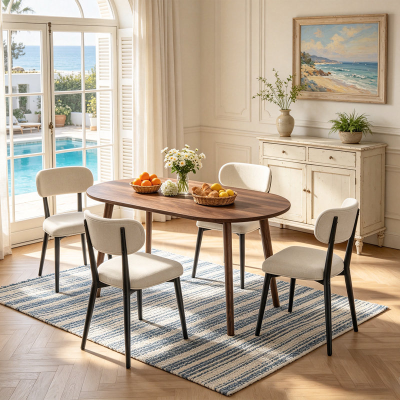 Ensemble de table de salle à manger 63,2 po, table de cuisine moderne avec 4 chaises rembourrées, ensemble de table 5 pièces pour salle à manger, appartement