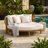 Topmax Outdoor Acacia Wood Round Lounge Chair, With Cushion And 4 Pillows, Perfect For The Backyard Or Poolside, Beige