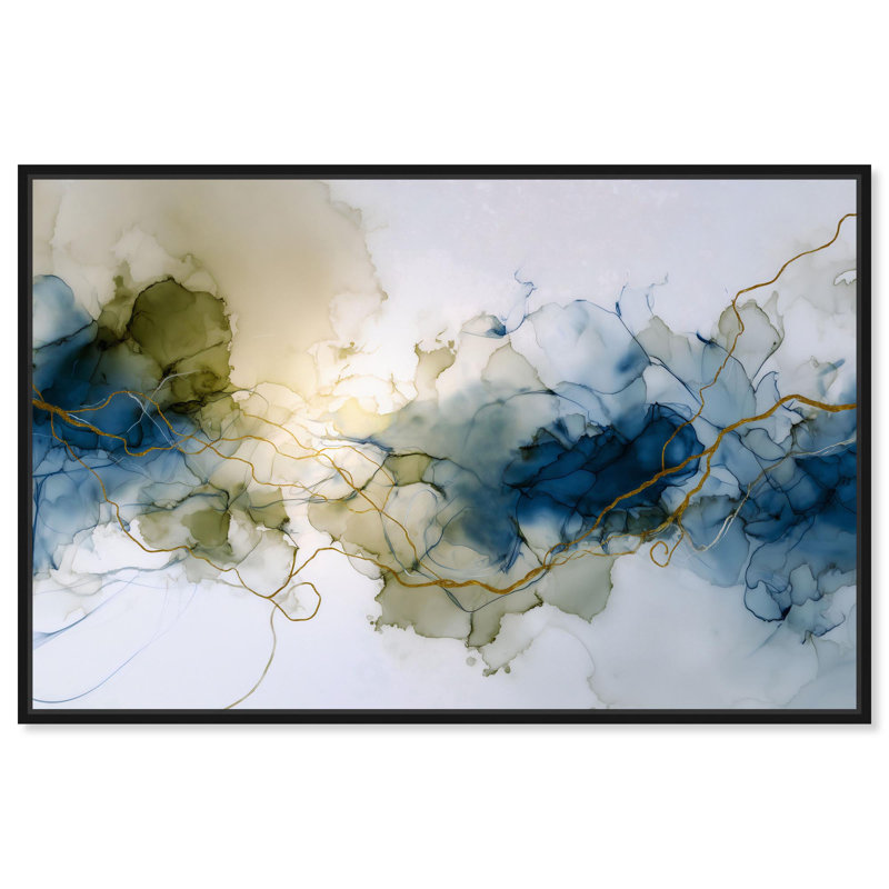 Art mural abstrait Flode Geode par Art Remedy, H 11 po x l 16 po, Cadre flottant, Noir
