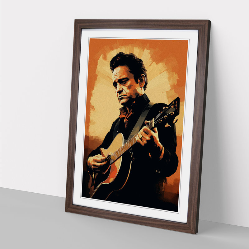 Johnny Cash Digital - Framed Print, Walnut Framed, 46cm H x 34cm W x 2cm D