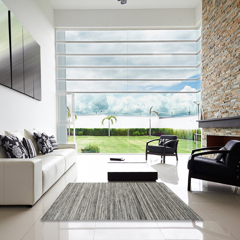 Tapis gris zone contemporaine, Carré 3 pi