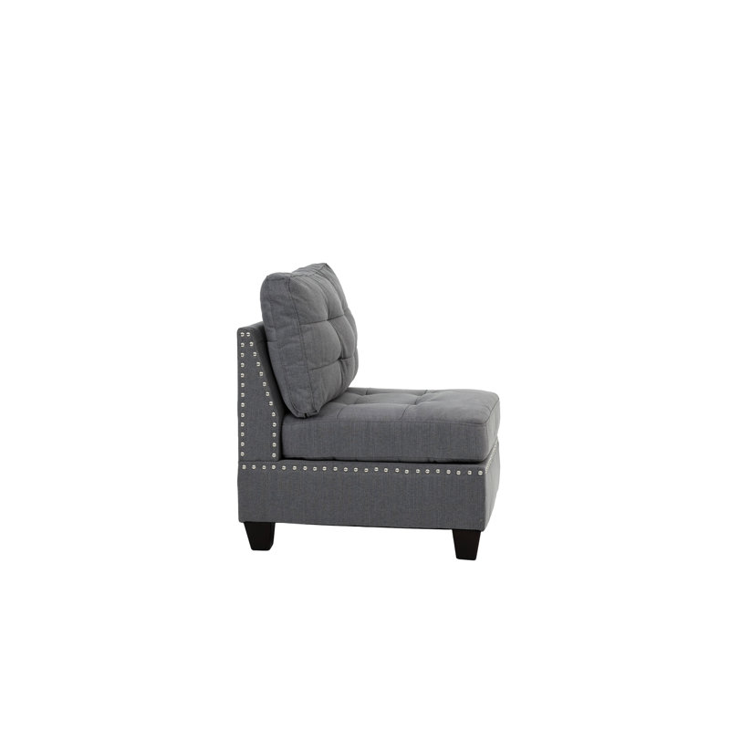 Gris modulaire - 3 pièces: Tissu semblable au lin et assise en bois massif 3 pièces: Chaises à structure de qualité