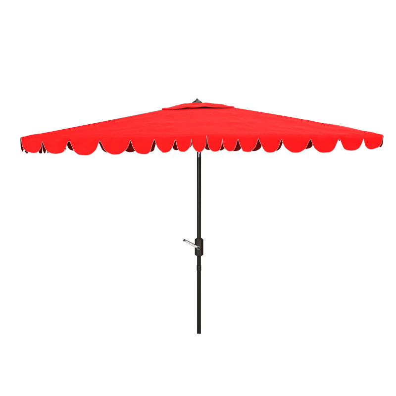 Parasol de marché rectangulaire 118,1 po Teo, Rouge / blanc, Noir
