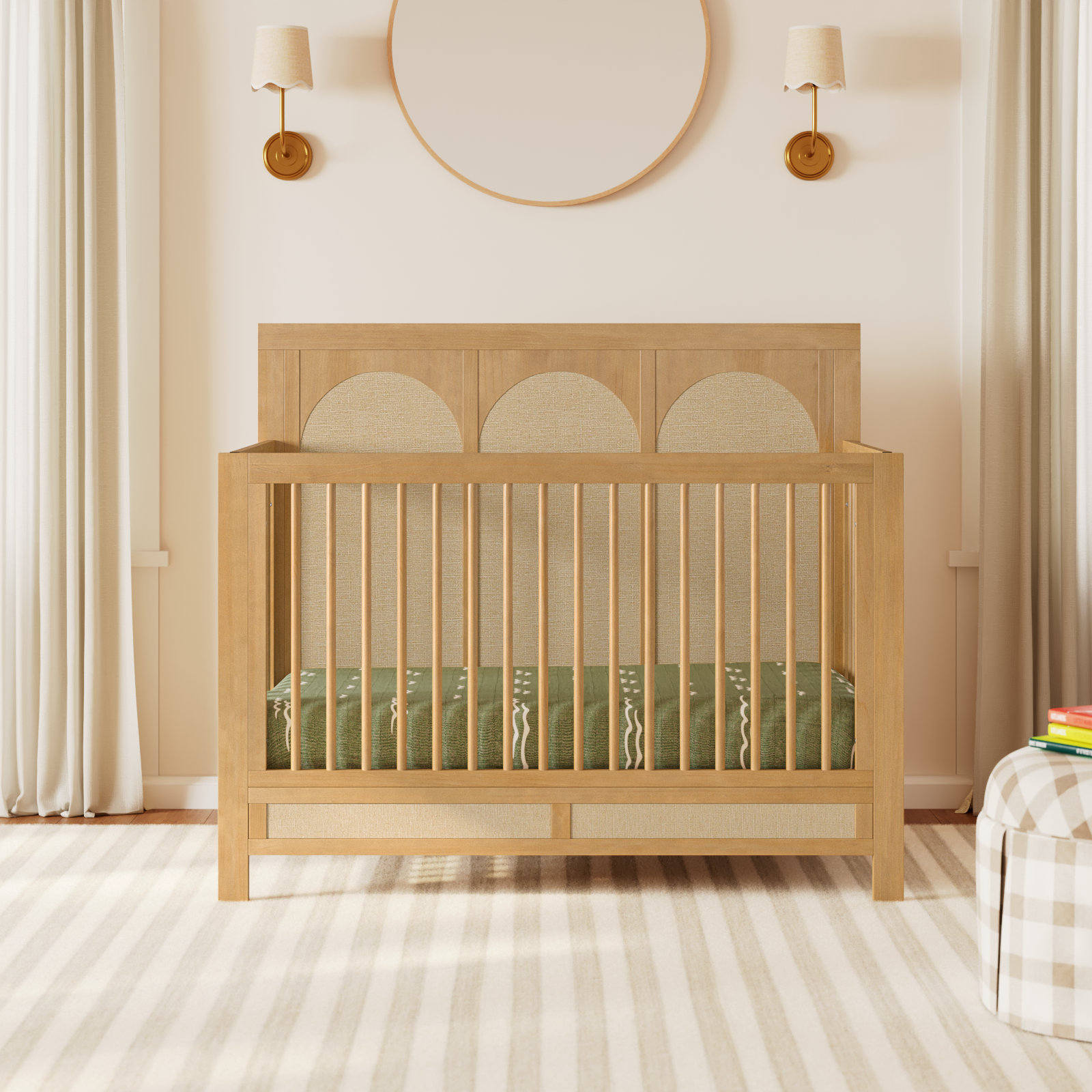 Eloise 4-in-1 Convertible Crib, Honey/Performance Sand Eco-Weave