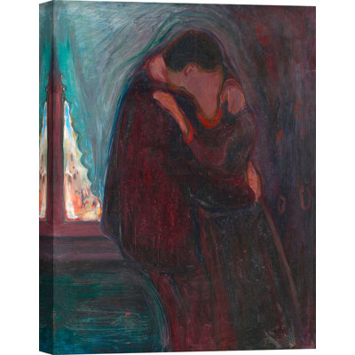The Kiss by Edvard Munch - 1 Piece Wrapped Canvas Wall Art