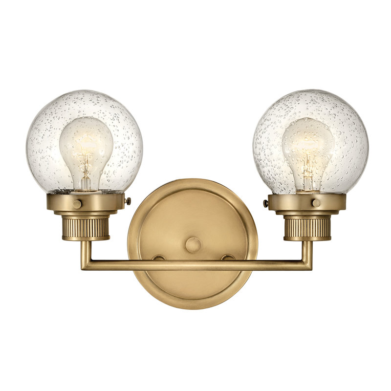 Poppy Bath 2-Light Dimmable Vanity Light, Heritage Brass