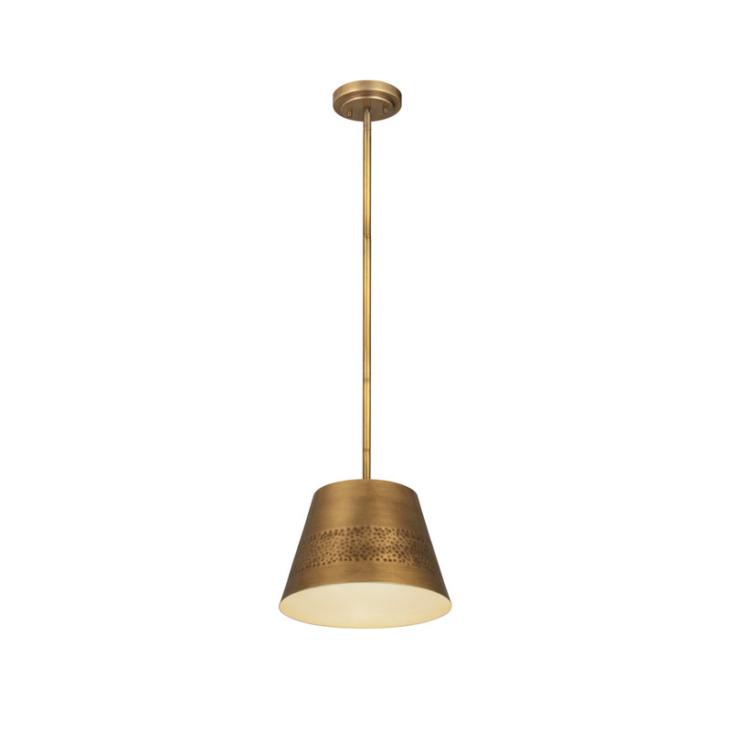 Aire 1 - Light Single Pendant, 9.5" H x 12" W x 12" D, Rubbed Brass