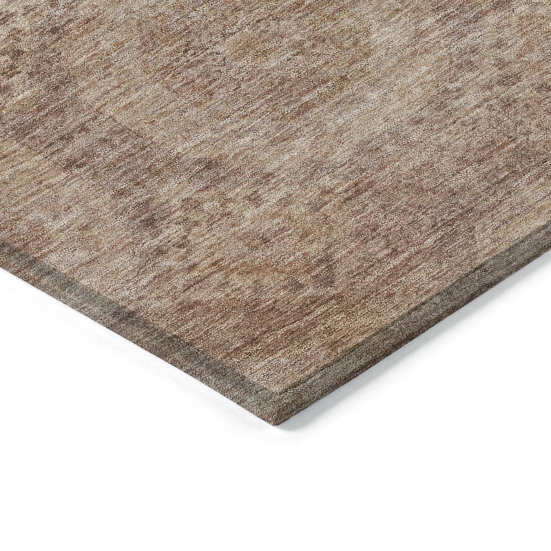 Machine Washable Indoor/Outdoor Xhevrie Copper Rug, Rectangle 1'8" x 2'6"