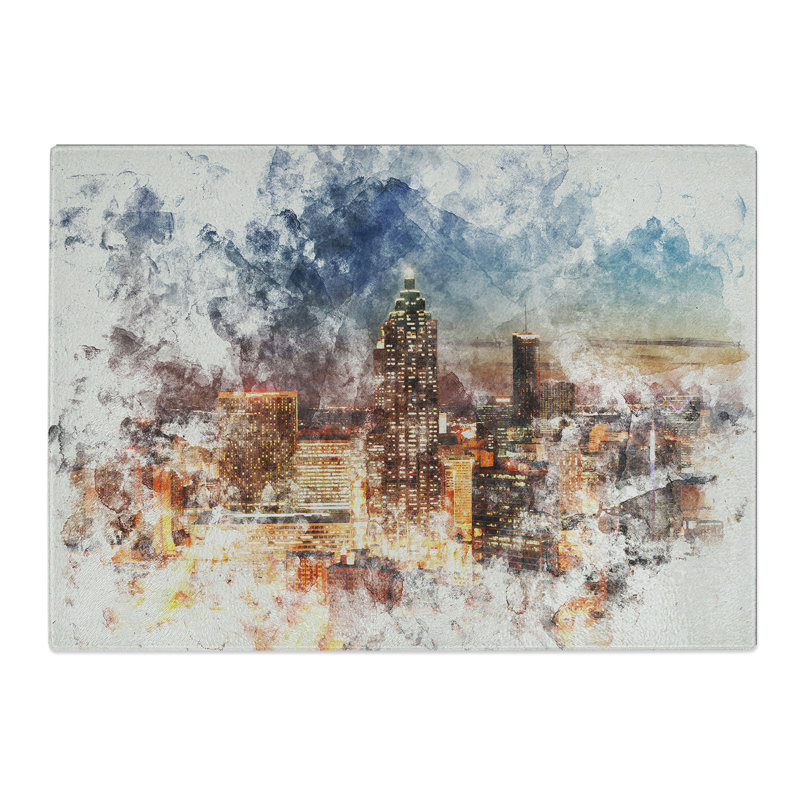 Atlanta Georgia Skyline Watercolour Chopping Board, 0.4cm H x 20cm W x 28.5cm L