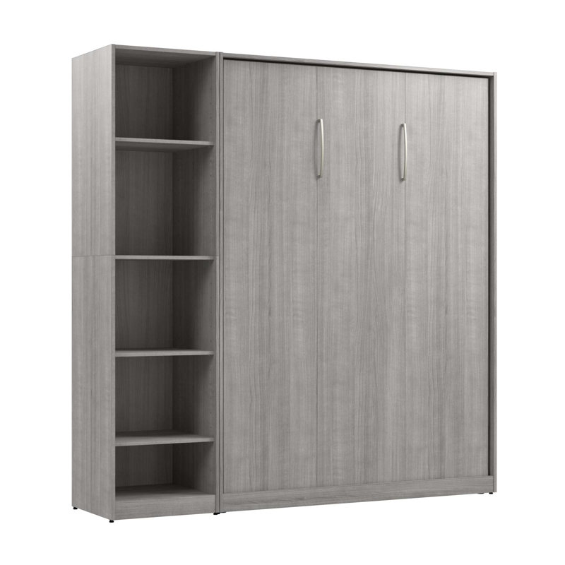 Lit escamotable Oneybrook, Gris platine, Double